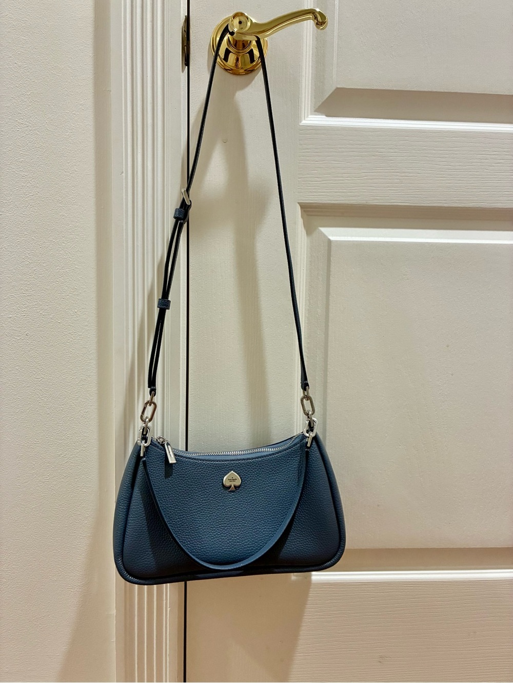 Kate Spade Pebble Leather Shoulder Bag in Slate Blue with crossbody strap NWOT - Picture 11 of 11